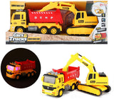 Kiepwagen met graafmachine