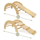 Houten klimboog met glijbaan