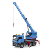 Vrachtwagen man met kraan blau