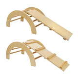 Houten klimboog met glijbaan