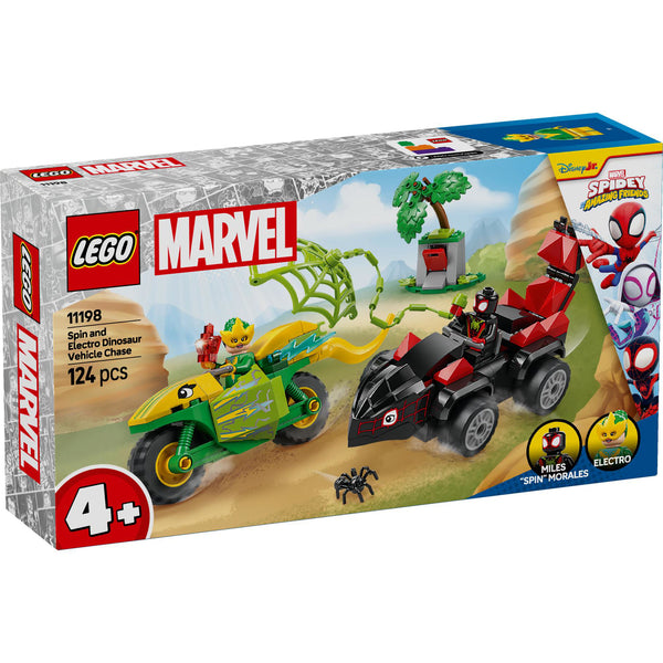LEGO 11198 Spidey Spin en Electro achtervolging met dinosaurusvoertuigen