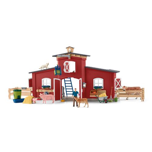 SCHLEICH rode schuur/dieren