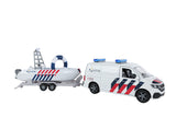 Kids Globe VW Transporter politie met boot NL die cast pull back 29cm