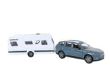 Kids Globe Volvo EX90 met Dethleffs caravan die cast pull back 30cm