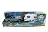 Kids Globe Volvo EX90 met Dethleffs caravan die cast pull back 30cm