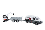 Kids Globe VW Transporter met minigraver die cast pull back 27cm
