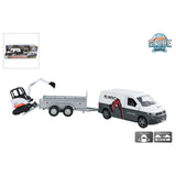 Kids Globe VW Transporter met minigraver die cast pull back 27cm