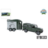 Kids Globe Land Rover met Cheval Liberte paardentrailer die cast pull back 26cm