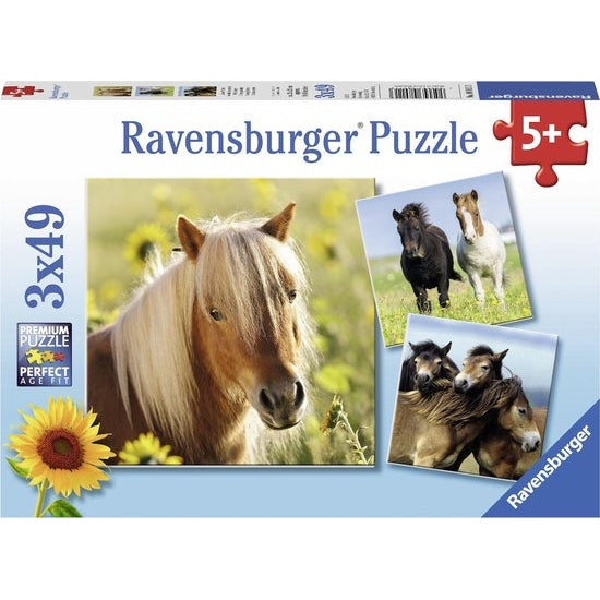 Puzzel 3x49 Puzzel Schattige ponys