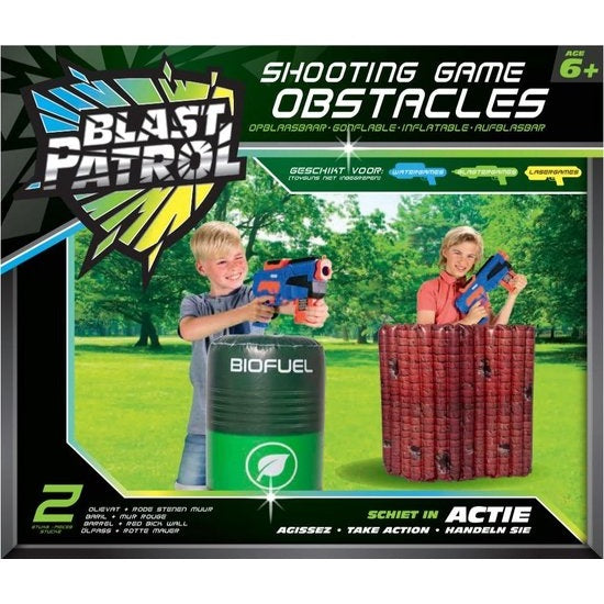 Blast Patrol Opblaasbare Obstakels – Rode Muur + Vat