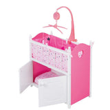My Beautiful Dollsroom Houten Poppen-Ledikant met Muziek Roze/Wit