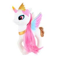 Eenhoorn 13 cm met lang haar 6 assorti