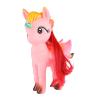 Eenhoorn 13 cm met lang haar 6 assorti