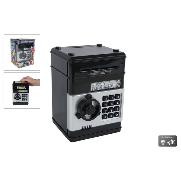 Geldkluis met geheime code en licht en geluid 19,5cm zwart