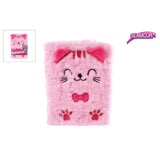 Glamour fluffy cat notitieboek A5 80blz roze 16x3x22cm