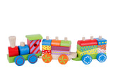 Houten trein met 2 wagons