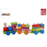 Houten trein met 2 wagons