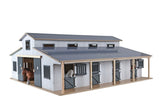 Kids Globe paardenstal met 7 boxen en weiland 1:24 75x69x31cm