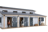Kids Globe paardenstal met 7 boxen en weiland 1:24 75x69x31cm