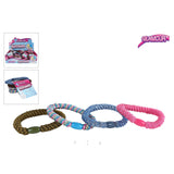 Glamour arm/haar bandjes set van 4 stuks textiel div ass