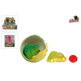 DinoWorld ei met groeiende dinosaurus met edelsteen 3kleuren 6ass 8cm
