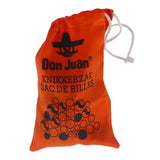 Knikkerzak met zwarte opdruk