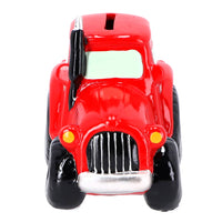 Spaarpot aardewerk tractor groen/rood ass