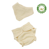 Heless Poppenbabyset met stoffen luier en slabbetjes van 100% biologisch katoen, ecru, 2-delig, maat28-35 cm