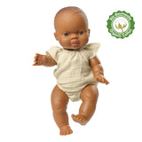 Heless Poppenbody met ruches van 100% biologisch katoen, ecru, maat 35-45 cm