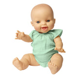 Heless Poppenbody met ruches van 100% biologisch katoen, mint, maat 35-45 cm