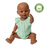 Heless Poppenbody met ruches van 100% biologisch katoen, mint, maat 35-45 cm