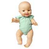 Heless Poppenbody met ruches van 100% biologisch katoen, mint, maat 35-45 cm
