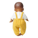 Heless Poppen tuinbroek van 100% biologisch katoen, honinggeel, met wit T-shirt, 2-delig, maat 35-45 cm