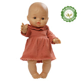 Heless Poppen gebreide jurk van 100% biologisch katoen, perzik, maat 28-35 cm