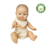 Heless Poppenbabyset met stoffen luier en slabbetjes van 100% biologisch katoen, ecru, 2-delig, maat28-35 cm