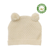 Heless Poppenbreiset met pomponmuts en gebreide schoenen van 100% biologisch katoen, ecru, 2-delig, maat 35-45 cm