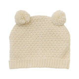 Heless Poppenbreiset met pomponmuts en gebreide schoenen van 100% biologisch katoen, ecru, 2-delig, maat 35-45 cm