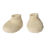 Heless Poppenbreiset met pomponmuts en gebreide schoenen van 100% biologisch katoen, ecru, 2-delig, maat 35-45 cm