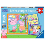 Puzzel 3x49 Peppa Pig familie vrien