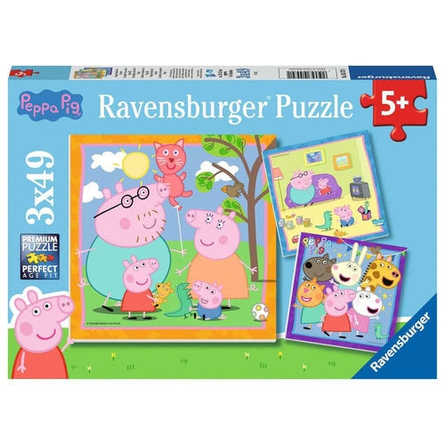Puzzel 3x49 Peppa Pig familie vrien