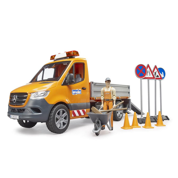 Bruder Mercedes-Benz Sprinter Wegenbouw met Figuur en Accessoires + Licht en Gel