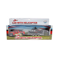 Kids globe Auto Terreinwagen met trailer en helicopter