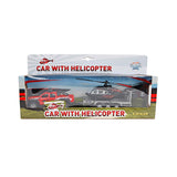 Kids globe Auto Terreinwagen met trailer en helicopter
