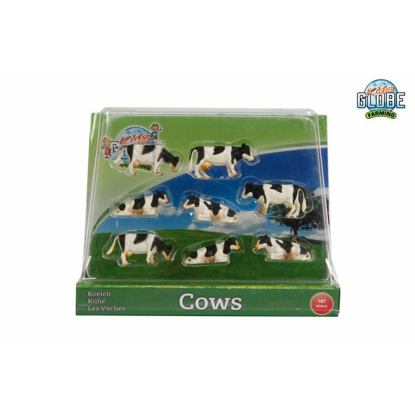 Kids Globe koeien zwart/wit liggend en staand 8stuks 1:87