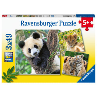 Puzzel 3x49 Panda, tijger & leeuw