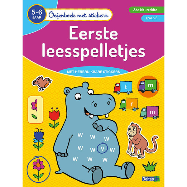 Oefenboek met stickers - Eerste leesspelletjes 5-6 j.