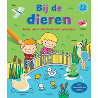 Kleur- en stickerboek met woordjes - Bij de dieren 3-5 j.